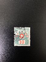 Briefmarke von 1910, "Alpenrosen und Gebirgslandschaft"