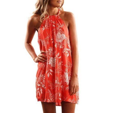 NEUES tolles Strandkleid orange-weiss für Gr. XS/S -202868