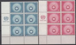 UNO NY Mi 57 ll - 58 ll im 6er-Block mit RZf postfrisch