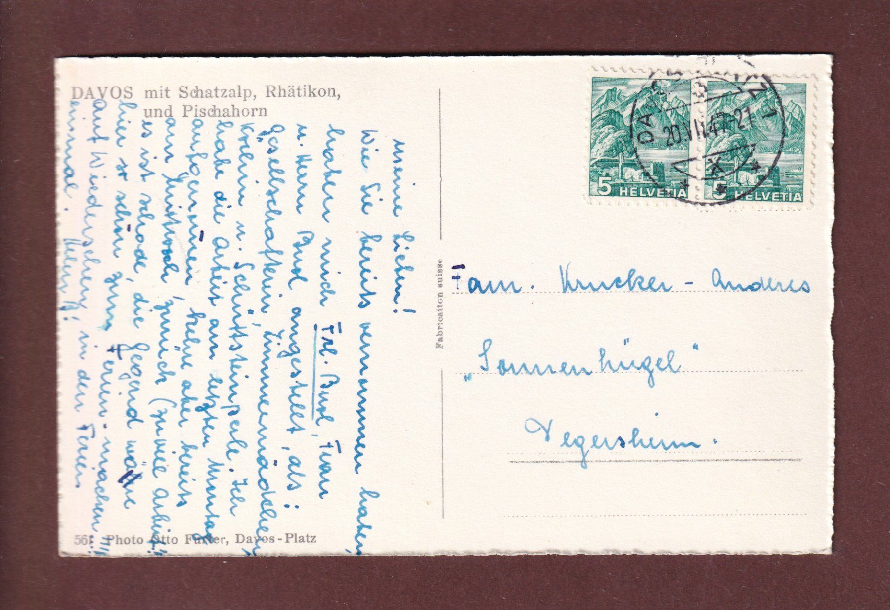Cartoline postali: DAVOS - 1947 – Usato da Pully venduto da nicecards 1