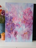 Abstrakte Gemälde in Blau Orange Weiss Leinwand 50x70cm