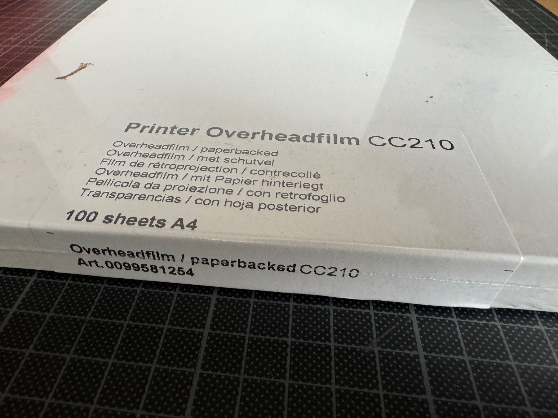 Fogli trasparenti: Printer Overheadfilm CC210 – Nuovo e nell'imballaggio originale da Zürich venduto da van_5xbk