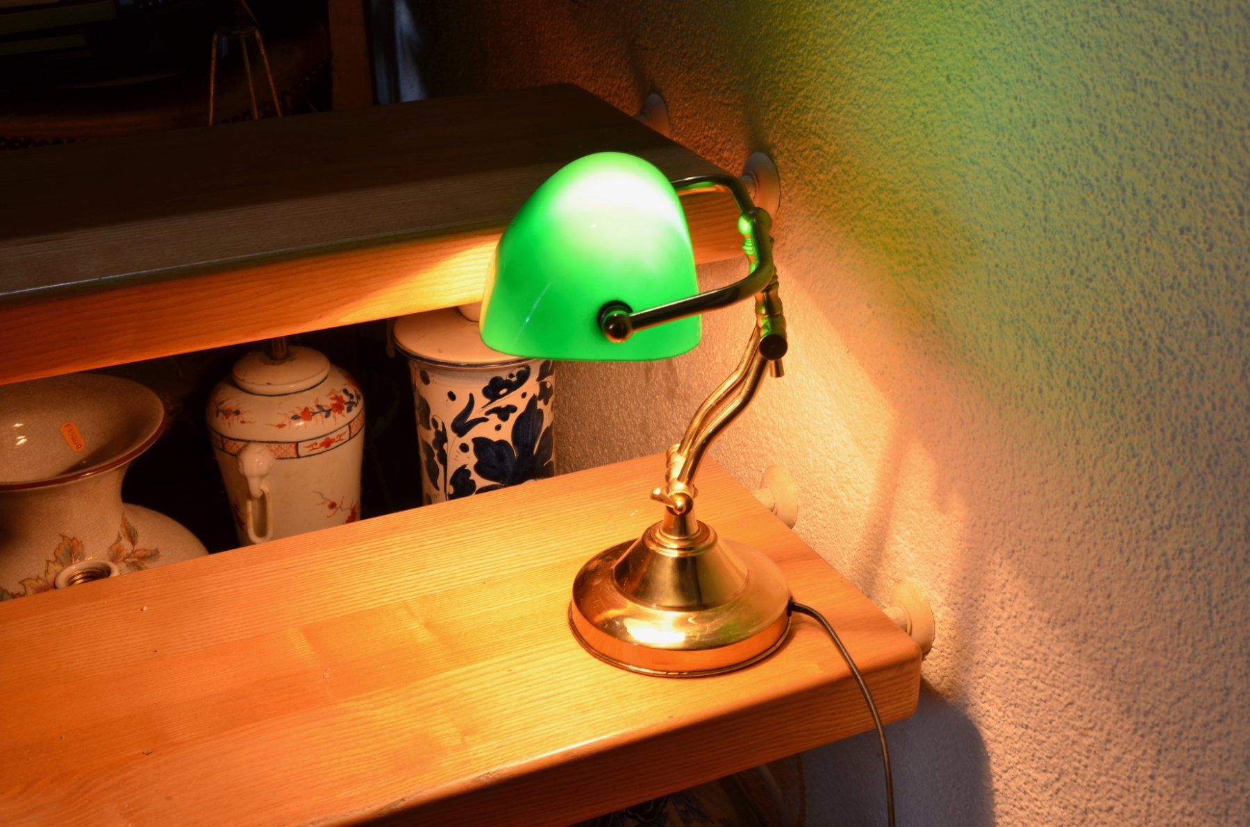 Lampade: Banker-Messinglampe – Vintage-Modell. – Usato da Meilen venduto da glenbeigh 5