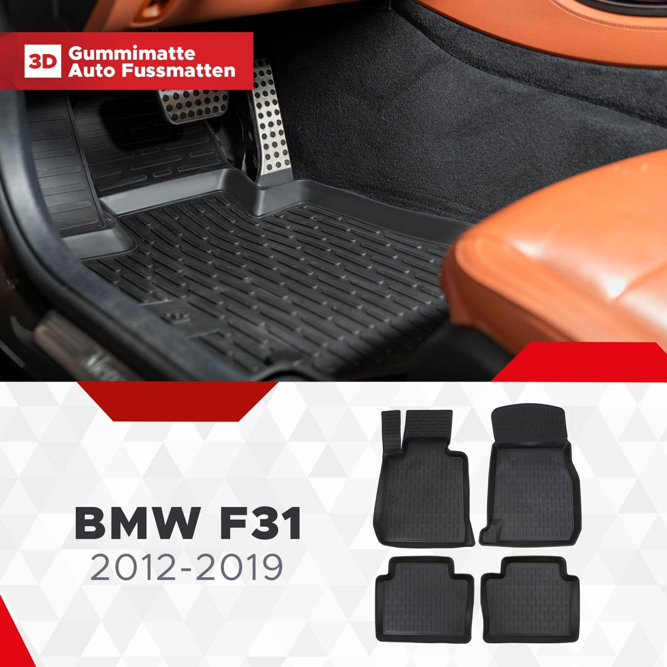 BMW Tappeti & Tappetini: 3D BMW 3 (F31) Fussmatten 2012-2019 – Nuovo e nell'imballaggio originale da Zürich venduto da MyFussmatten