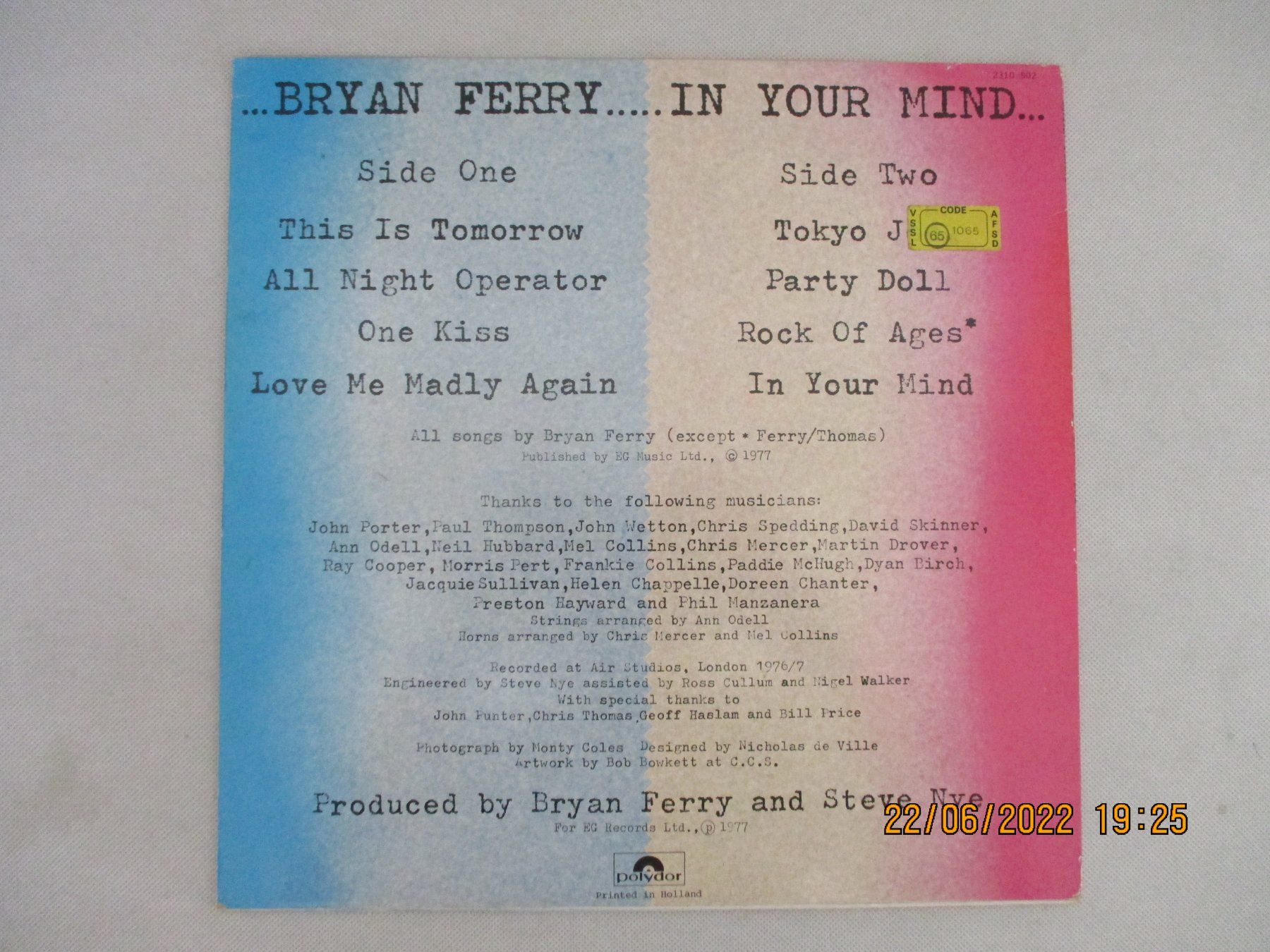 Schallplatten: Bryan Ferry – In Your Mind – Gebraucht aus Liestal von Disc-Point 1