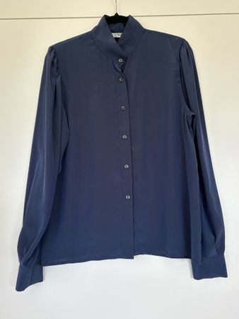 Chemisier bleu Yves de Valère vintage Swiss made taille 38
