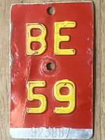 BE 59 - VELONUMMER - FAHRRADSCHILD - PLAQUE DE VELO - BE 59