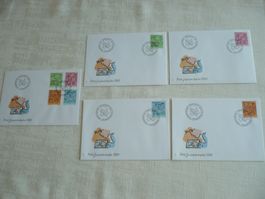 Pro Juventute 1988 5 FDC Satz & Einzelmarken SBK J307 - J310