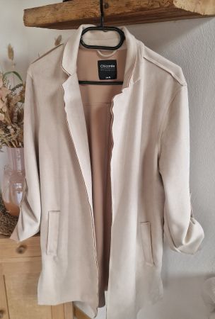 Damen Jacke Chicoree beige Wildlederoptik Grösse M