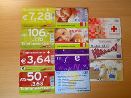 Telefonwertkarten Austria 11Stk. verschiedene Werte