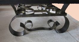 ❤️ 132cm x 77cm SCHMIEDEEISEN/GLAS-SALONTISCH, FOLIERT ❤️