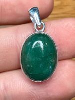 Smaragd Cabochon Anhänger Silber 925