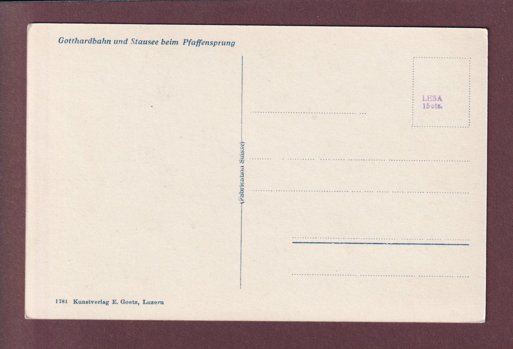 Cartoline postali: GOTTHARDBAHN bei Pfaffensprung – Usato da Pully venduto da nicecards 1