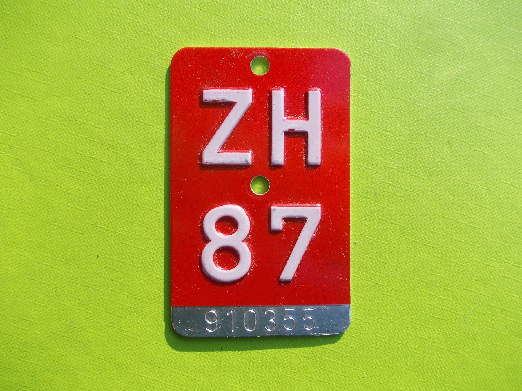 Schilder: Velonummer / Fahrradnummer ZH 87 – Gebraucht aus Gsteigwiler von HORMIGA21