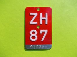 Velonummer / Fahrradnummer ZH 87