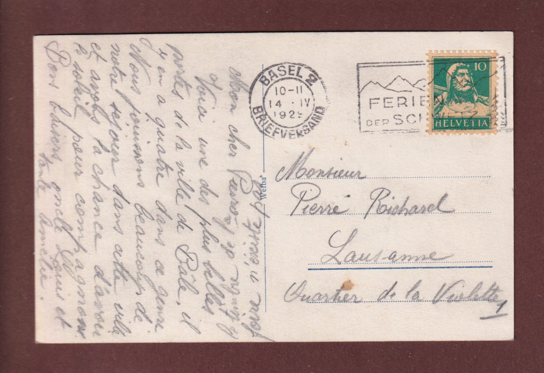 Cartoline postali: BASEL - Spalentor - 1929 – Usato da Pully venduto da nicecards 1