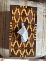 Kosmetiktuchbox Holz Rautenmuster guter Zustand