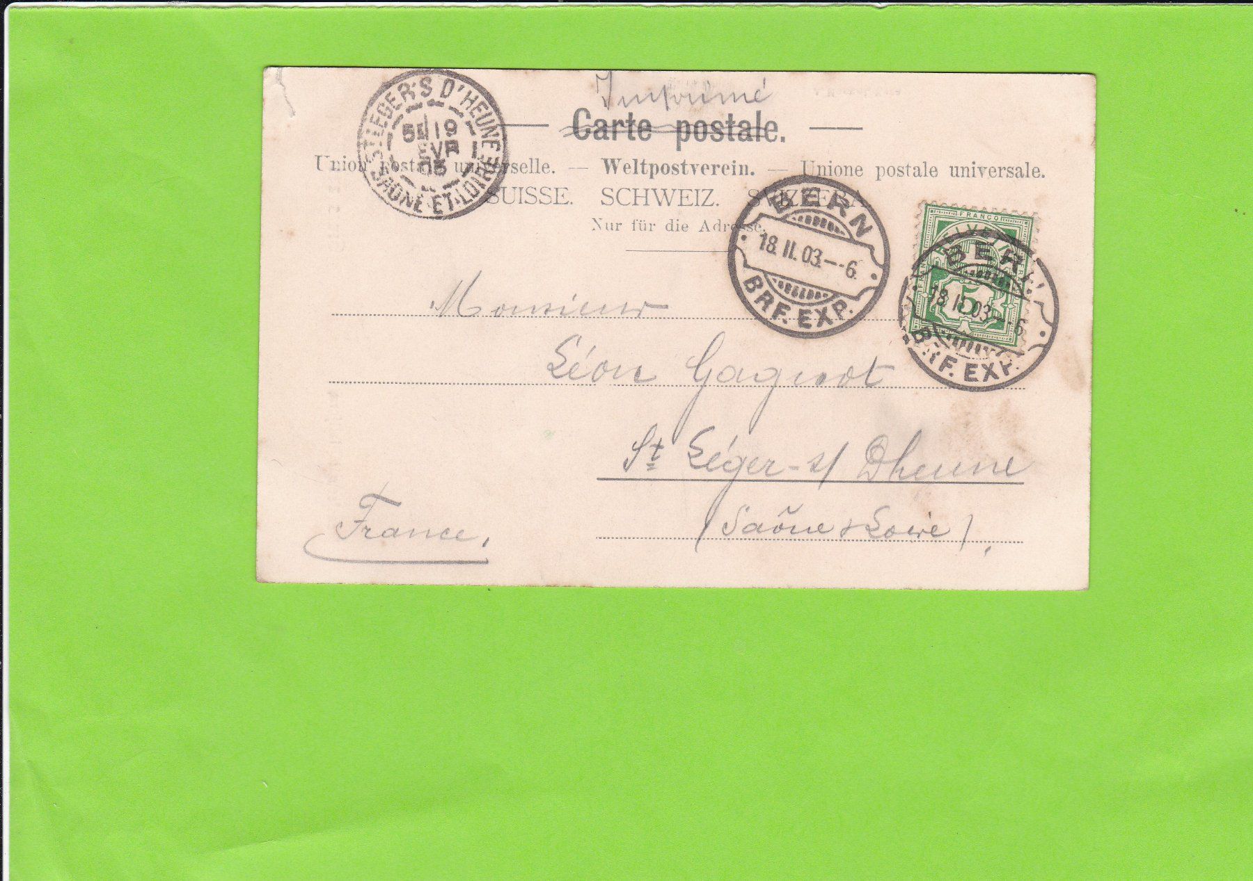 Cartes postales: Gruss aus Bern--1903 versendet – D'occasion à St. Peterzell par neckertal 1
