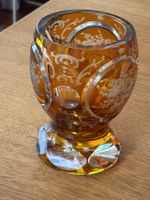 schönes altes Böhmer Glas Kelch braun/orange 13 cm
