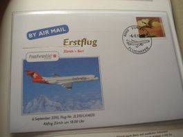 2 Briefe Erstflug 2011, Helvetiv, Zürich-Bari-Zürich