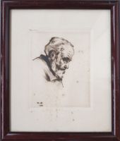 Kleine Radierung , alter Mann/ W.N.