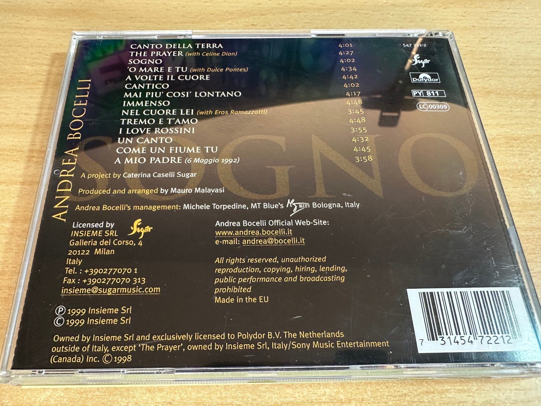 CD: A4 Andrea Bocelli – Sogno – Usato da Rikon im Tösstal venduto da Alpenmutz 1