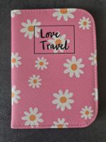 Reisepasshülle Motiv Blumen rosa schwarz guter Zustand