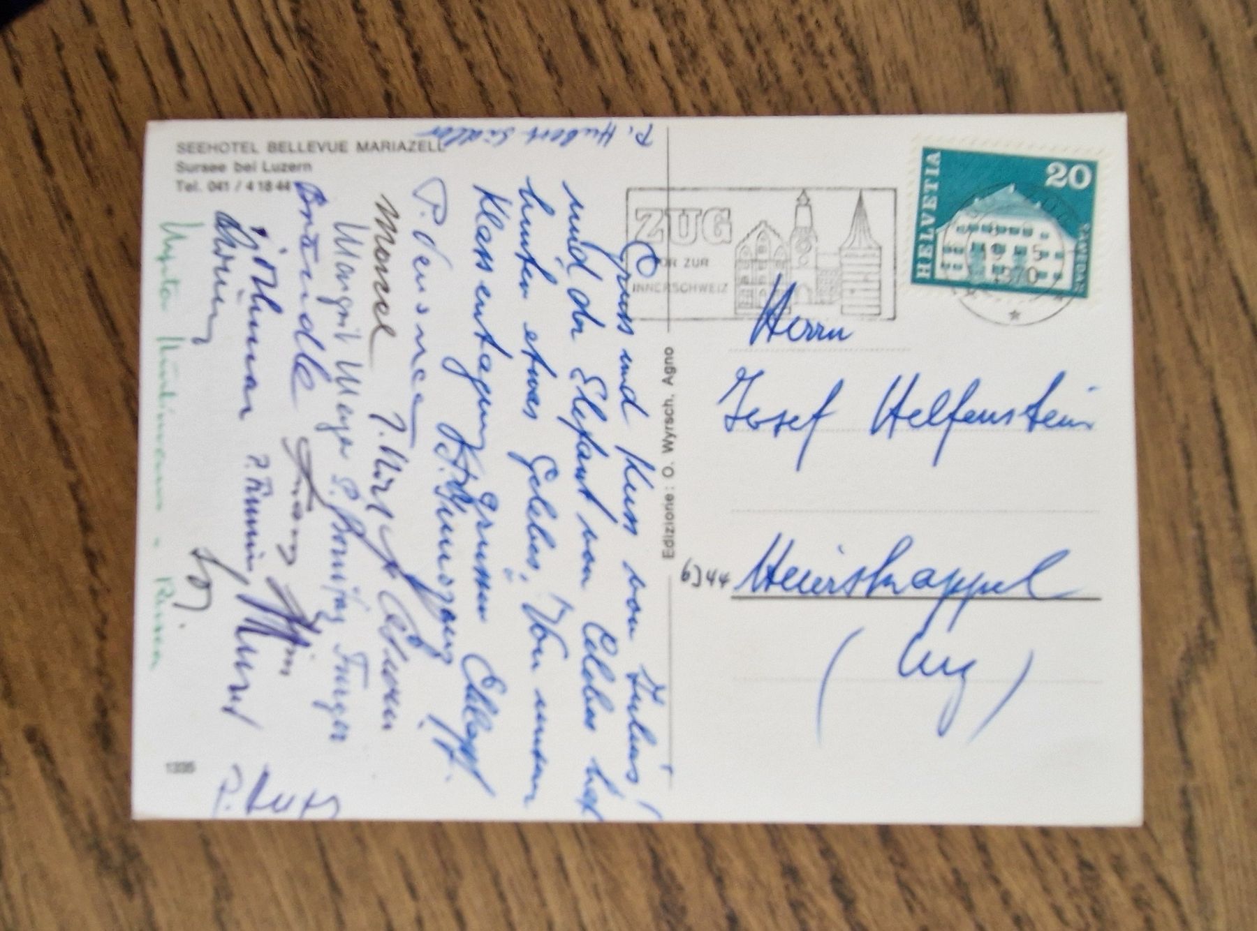 Cartoline postali: Hotel Bellevue und See, Sursee 1970 – Usato da Ebikon venduto da Donar50 1