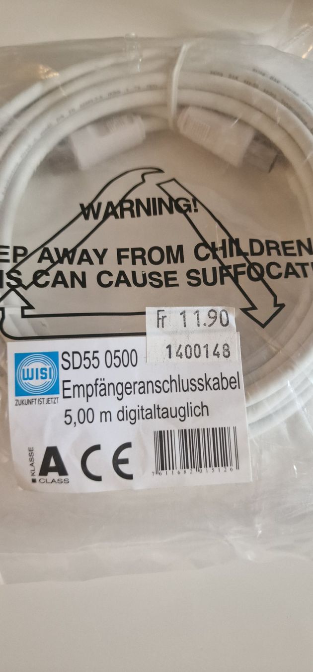 Cavi: Empfängeranschlusskabel, 5m, digitaltauglich – Nuovo e nell'imballaggio originale da Ziefen venduto da Ringwraith