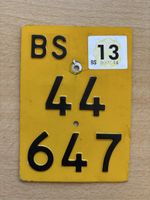 Mofanummer Nummernschild Mofa Töffli Basel Stadt BS 44 647