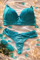 Ensemble lingerie turquoise dentelle - Taille 38/M!