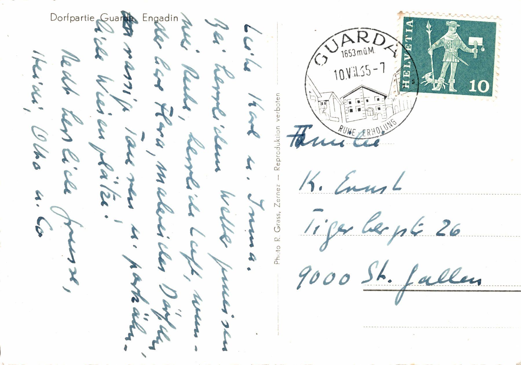 Cartoline postali: Dorfpartie Guarda. Ziegenherde – Usato da Bronschhofen venduto da Astore 1