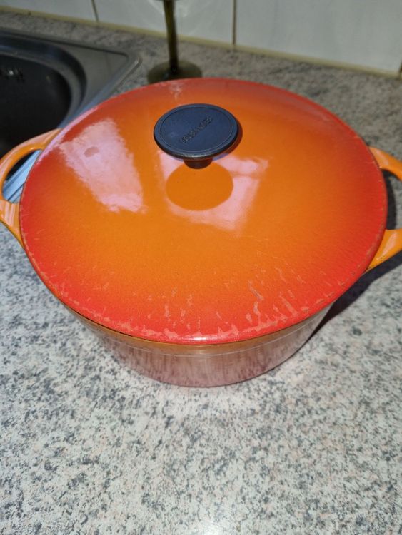 Lot 2 Casseroles Cousances / Le Creuset Vintage Jaune - Diamètres 18 Et 20 Cm
