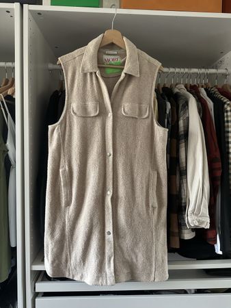Street One Teddy Weste lang beige Fleece Oversize