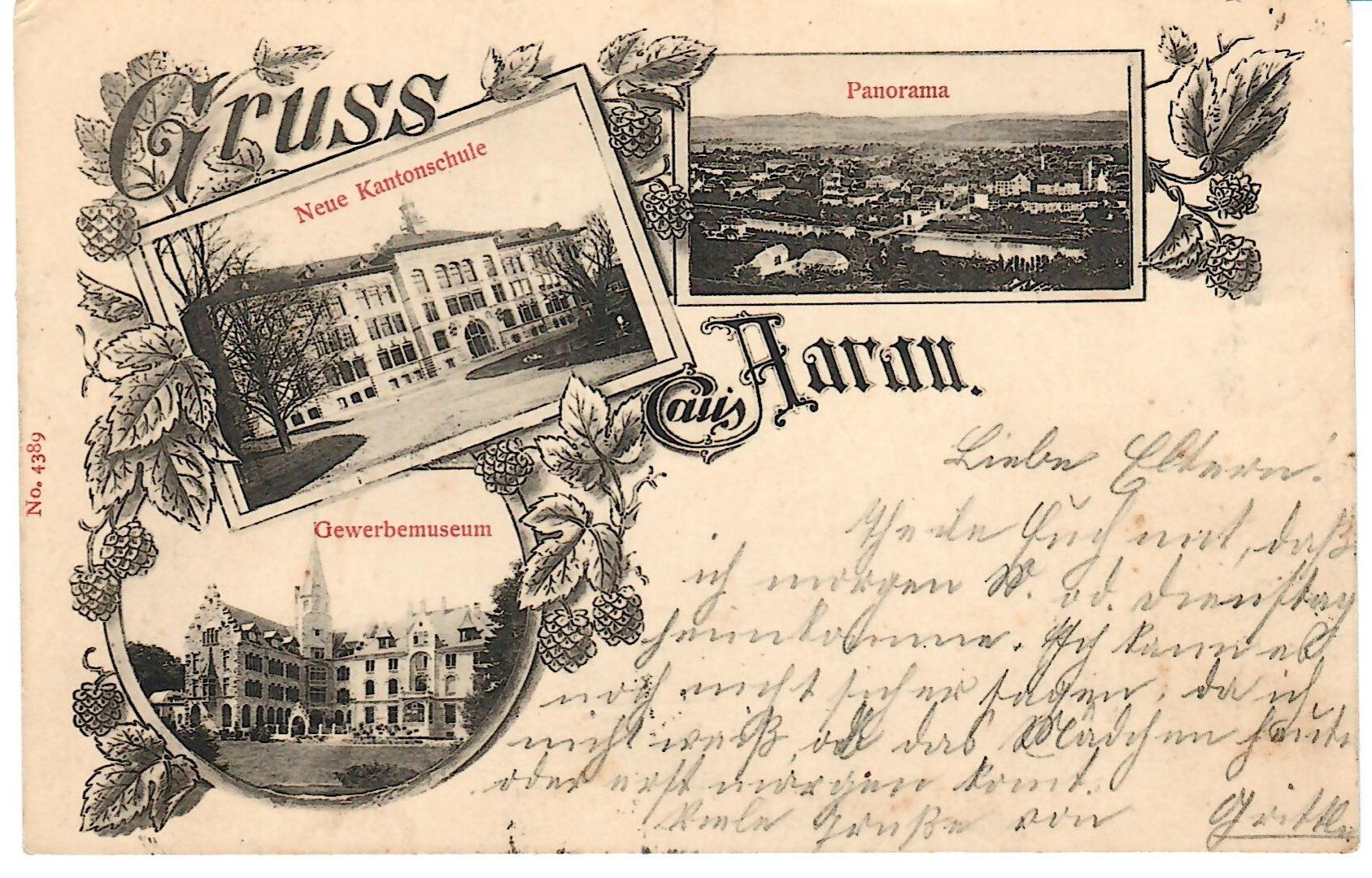 Ansichtskarten: Aarau im Jahr 1901 – Gebraucht aus Zweisimmen von jakobsweg