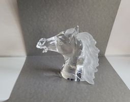 Kl. Perdekopf Büste, Kristall VAV Italy. H 11/ B 12cm