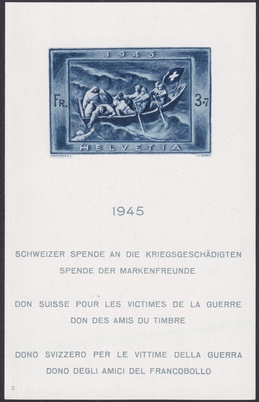 Tutti i francobolli: 1945, W21 (Spendenblock, Nr.2) postfrisch **, Kat: 200.- – Usato da Sursee venduto da Luzernerraute