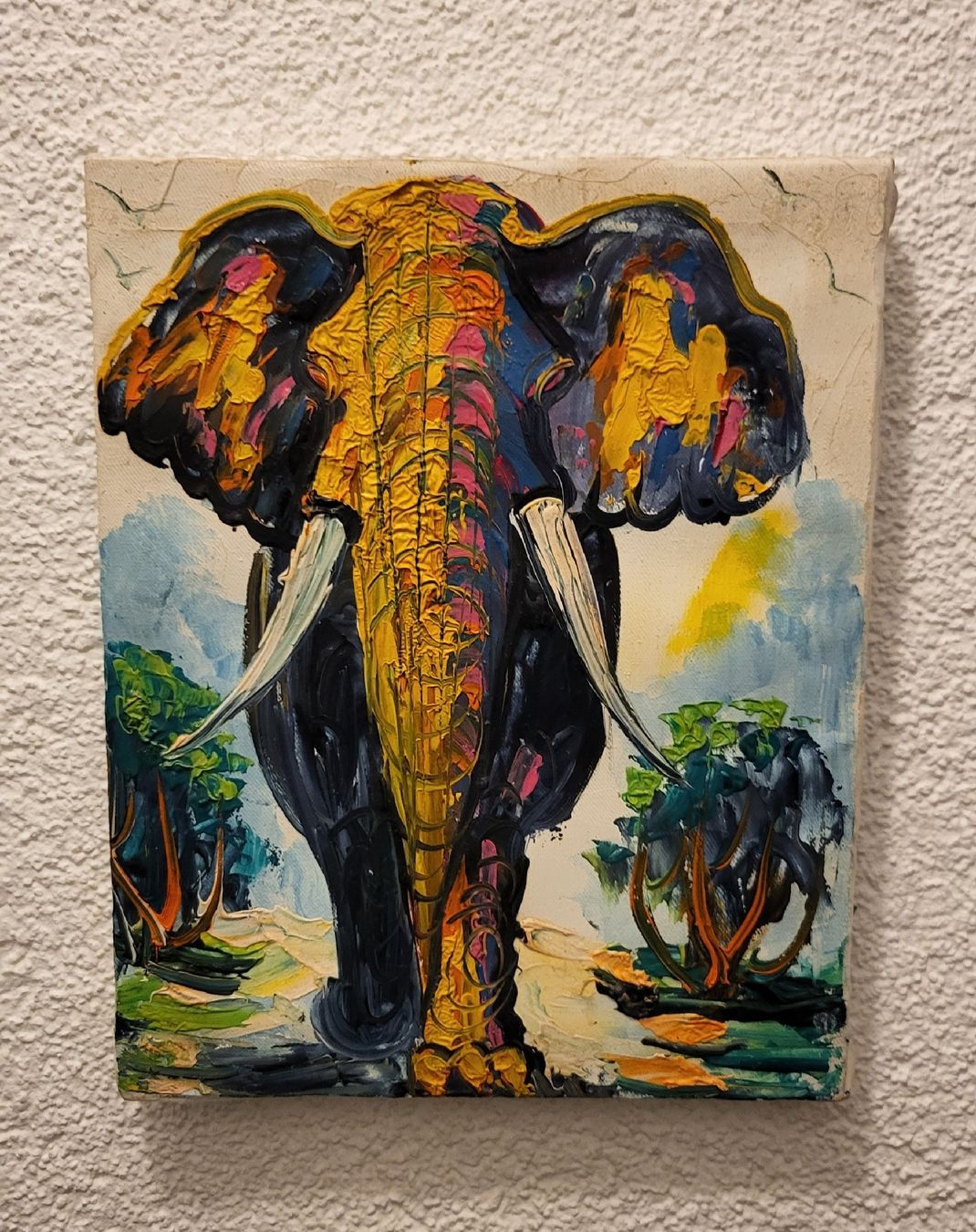 Dipinti: Gemälde Elefant bunte Farben auf Leinwand 25x20cm – Usato da Thun venduto da harry999