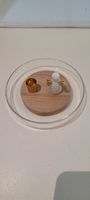Kerzenhalter / Windlicht Glas Holz Engel Gold, neuwertig