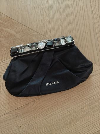 PRADA 2010 Crystal Embellished Satin Clutch Pochette