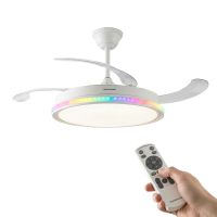 Deckenventilator mit RGB LED-Licht, 4 einziehbaren Flügeln