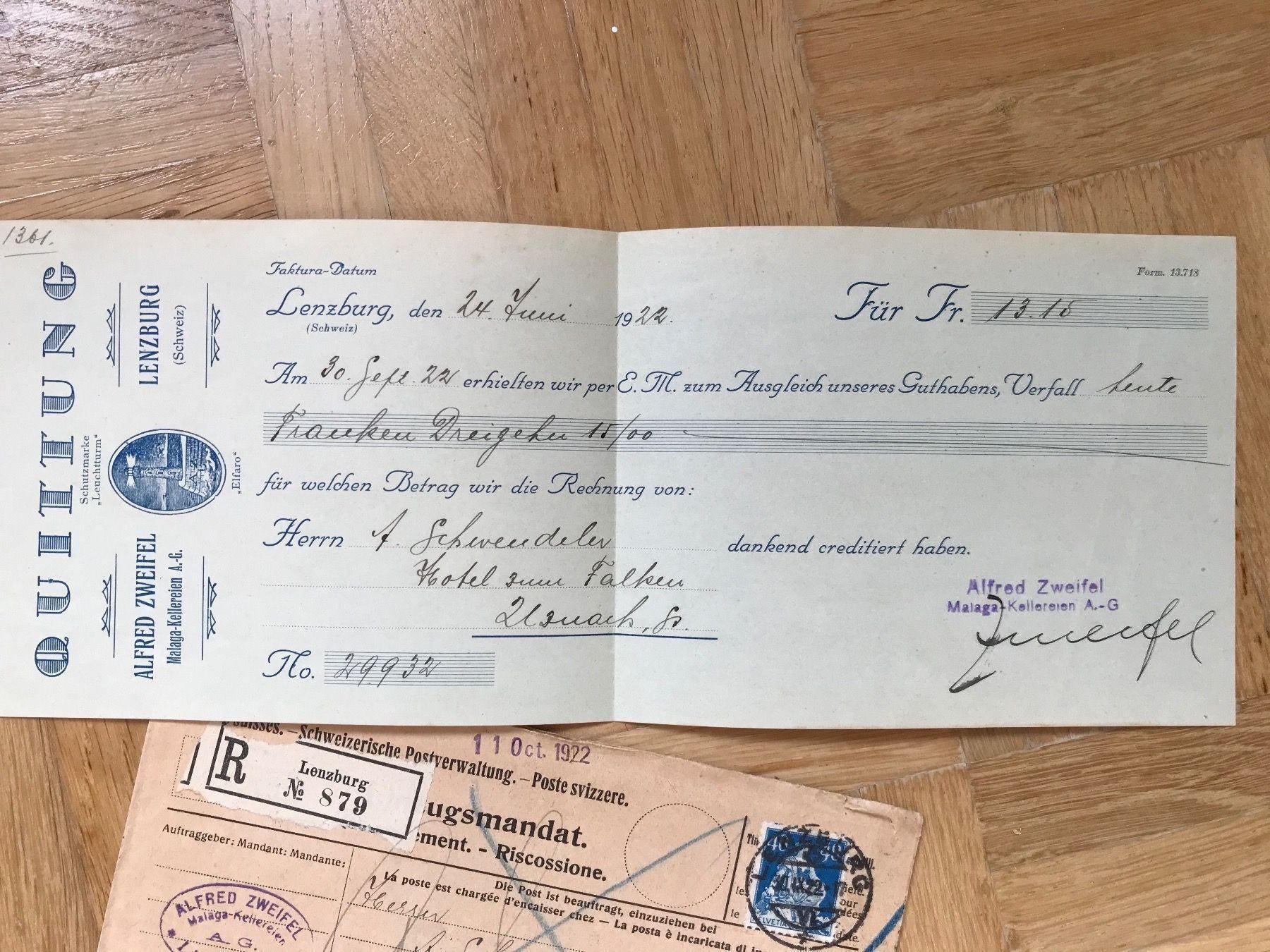 Alle Briefmarken: 1922.Einzugsmandat.Couvert mit Quittung – Gebraucht aus stäfa von brandy66 1