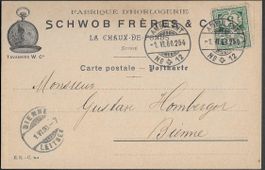 1900 Firmenkarte illust. Schwob Frères Chaux de Fonds ab 1.-