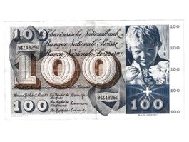 1x 100 Fr. CH Banknoten/Billet - 1973
