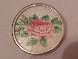 Runde Brosche Handarbeit mit Clip, 4 cm, Rose, Blume