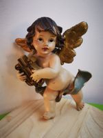 Engel Figur, Putte mit Lyra, 17cm hoch, Vintage Deko Figu...
