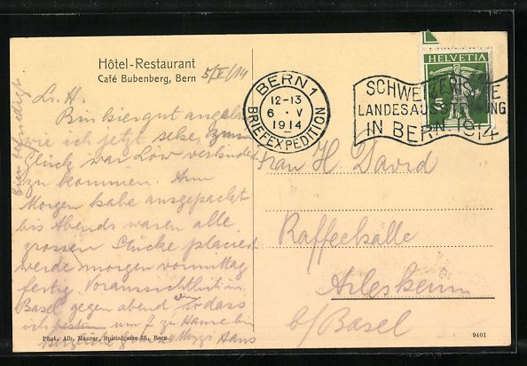 Cartes postales: AK Bern, Hotel-Restaurant Cafe Bubenberg – D'occasion à Berlin par bartko-reher 1