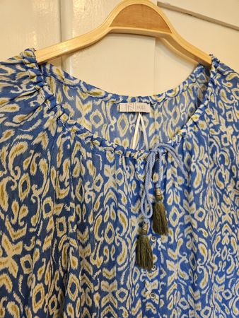 Damen Bluse Nile blau gemustert Viskose Grösse L