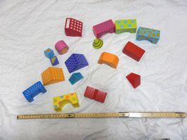 Buntes Konvolut Holzbausteine (Haba-Stil)