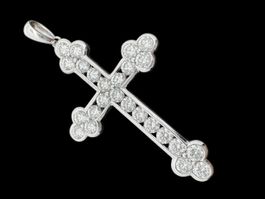 Kreuz Anhänger Diamanten 3.25ct 18k Weissgold 5 x 3cm *S1820